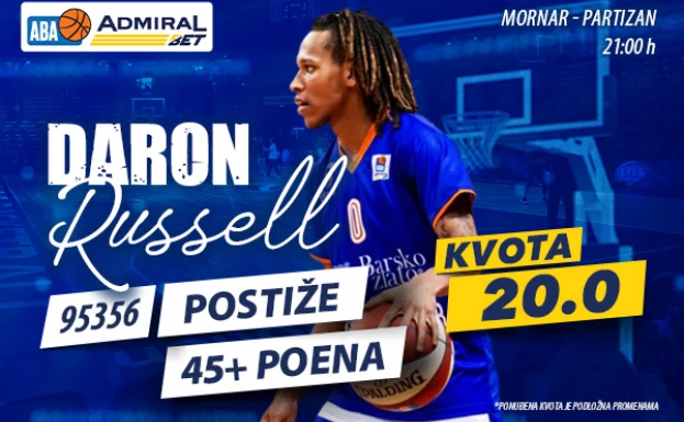 Može li Rasel da napuni koš Partizana? AdmiralBet nudi kvotu 20!
