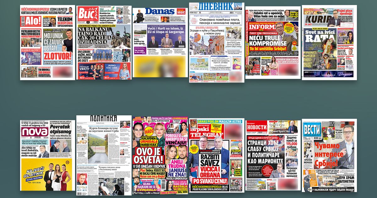 NASLOVNE STRANE SUTRAŠNJIH NOVINA: Prelistavanje štampe za ponedeljak, 23. oktobar 2023. godine